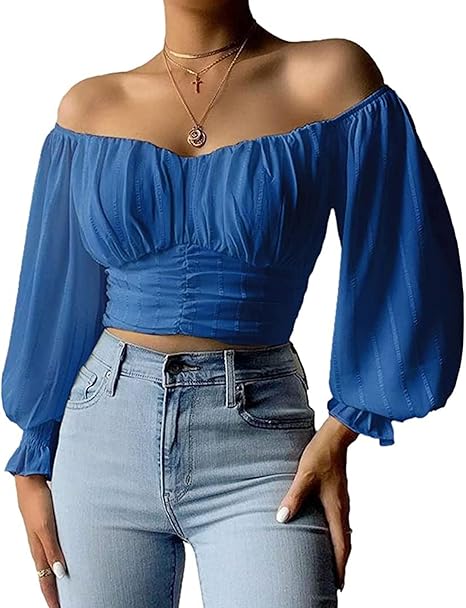 MIRACMODA Womens Elegant Off The Shoulder Puff Sleeve Blouse