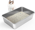 Stainless Steel Cat Litter Box XL - Large Metal Pan for Big Cats