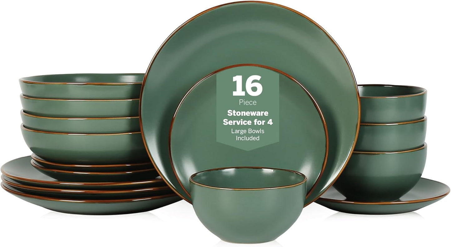 Stone Lain Brasa Modern Stoneware Dinnerware Set for 4 People