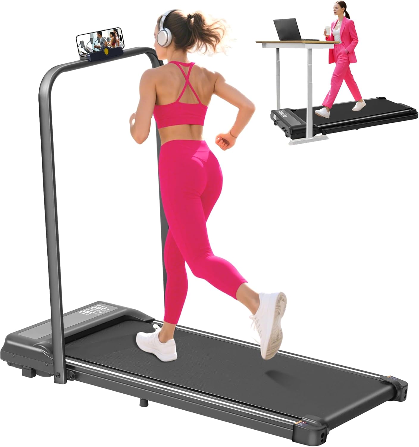 Compact Walking Pad with Handle Bar for Home Use and Fitness