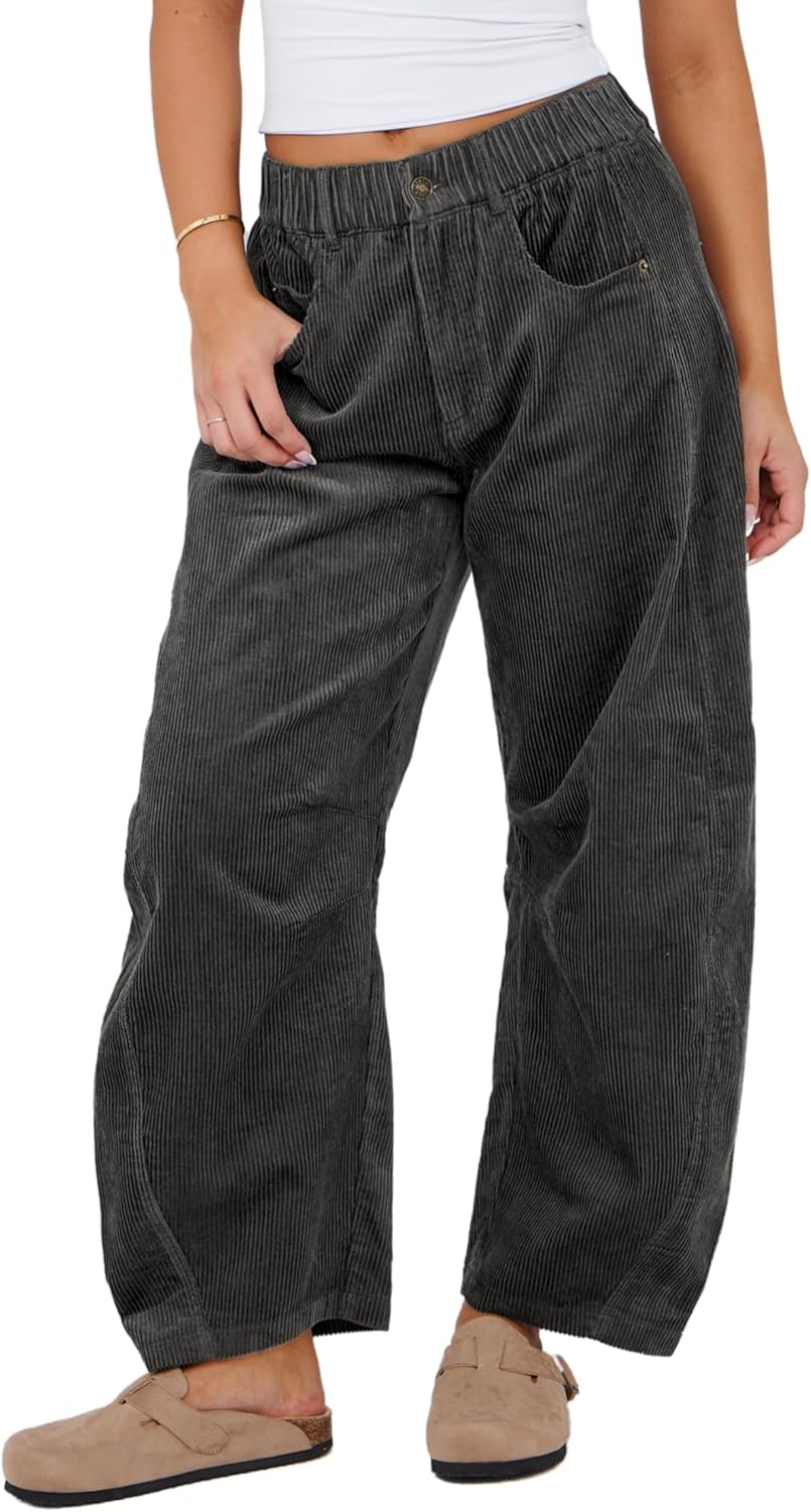 SeekMe Women's Corduroy Pants for Casual Wide Leg Style