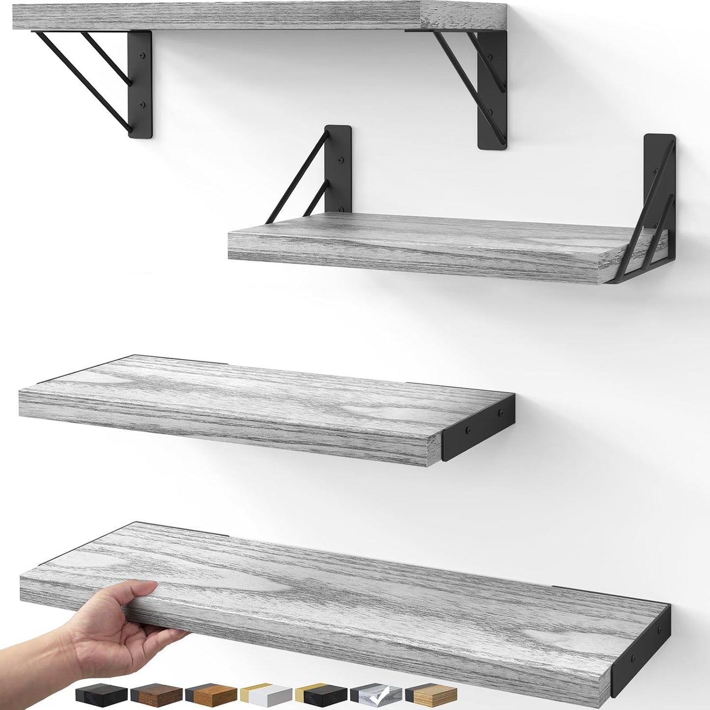 Rustic Floating Wall Shelves for Bedroom and Living Room Decor