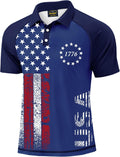 Mainfini Men's Short Sleeve Golf Shirt 1776 USA Flag Polo - Moisture