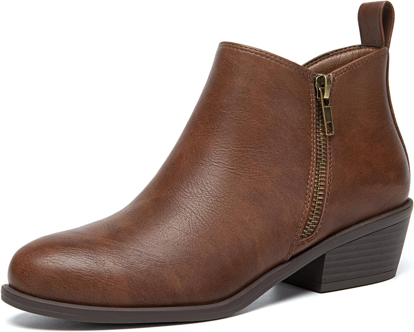 Athlefit Women's Ankle Boots Comfortable Chunky Low Heel Style