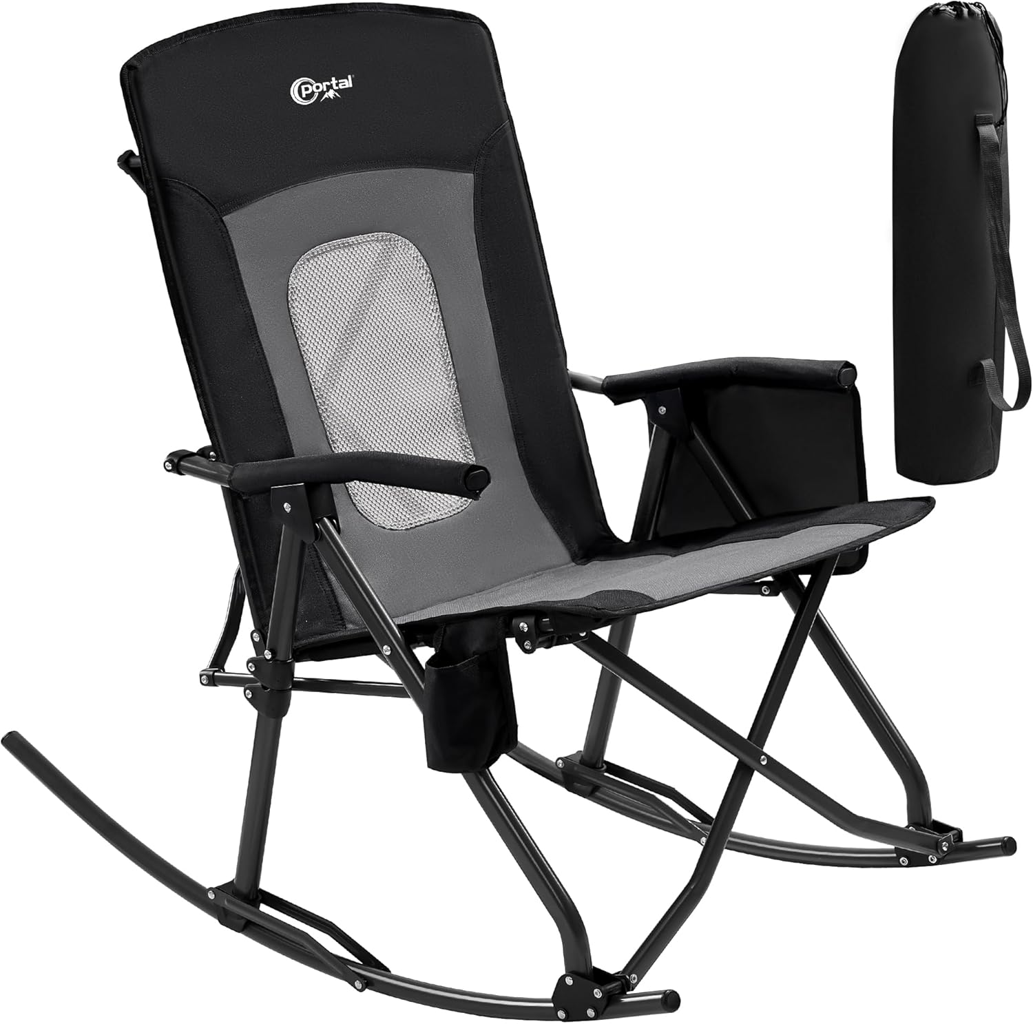 PORTAL Oversized Folding Rocking Camping Chair for Outdoor Relaxation
