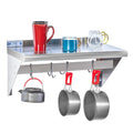 Stainless Steel Shelf with 4 Hooks 14in x 24in Wall Mounted Pot Rack