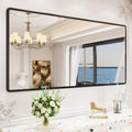 New Upgrade Bathroom Mirror 60x30 in Black Metal Frame - Modern Wall