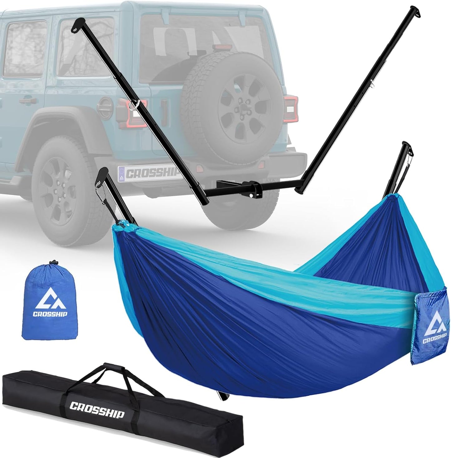 Hitch Mount Hammock Stand for Camping with Parachute Nylon Hammock