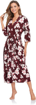 Women's Soft Robe Full Length Kimono Sleepwear - Solid Color Comfort