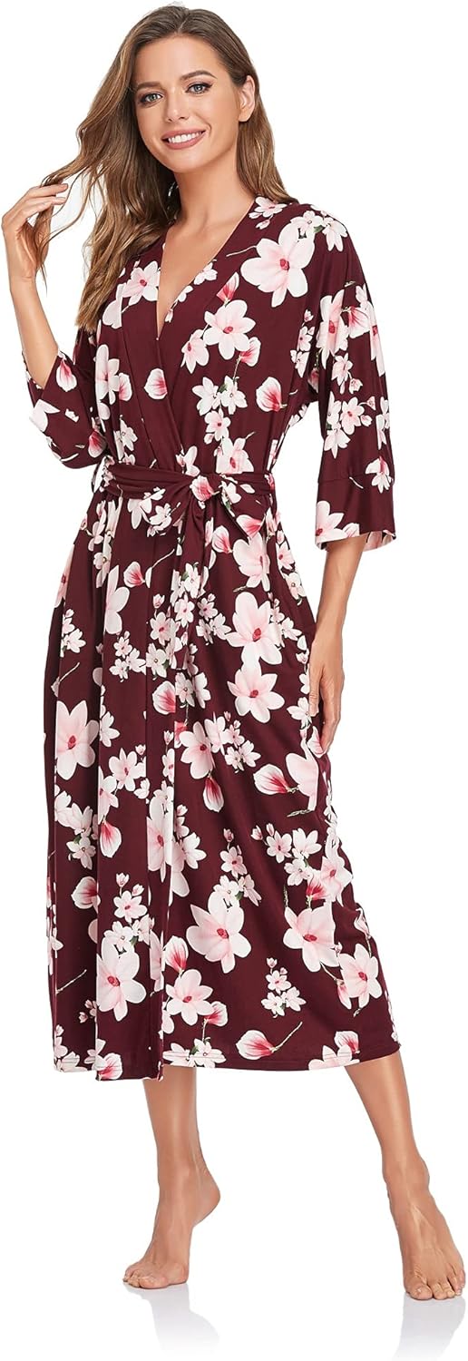 Women's Soft Long Bath Robes Full Length Kimonos for Comfort