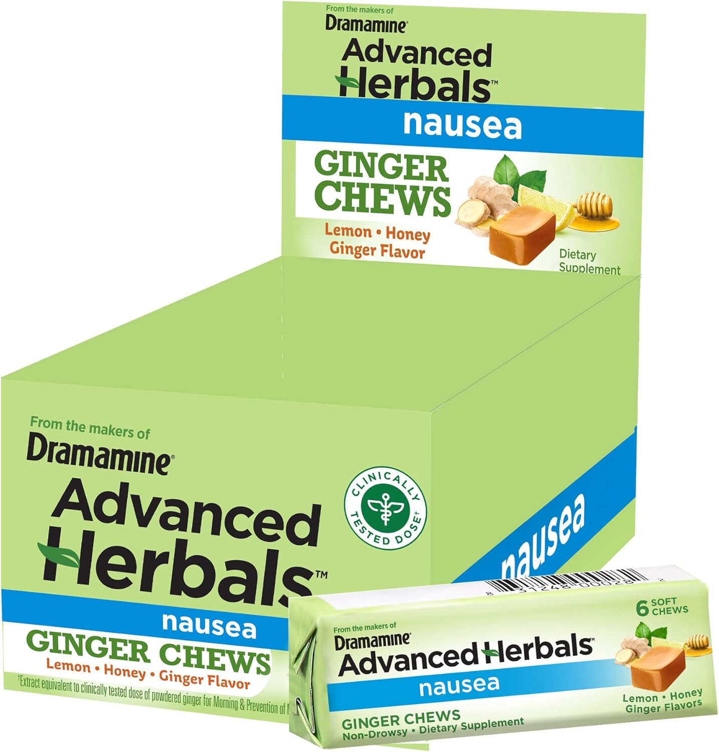 Advanced Herbals Ginger Chews for Nausea Relief in Lemon-Honey