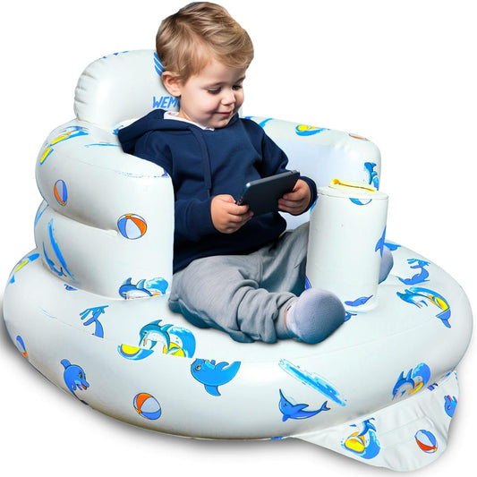 WEMORA Inflatable Baby Seat w/ Built-in Air Pump - Portable Support for Sitting Up!