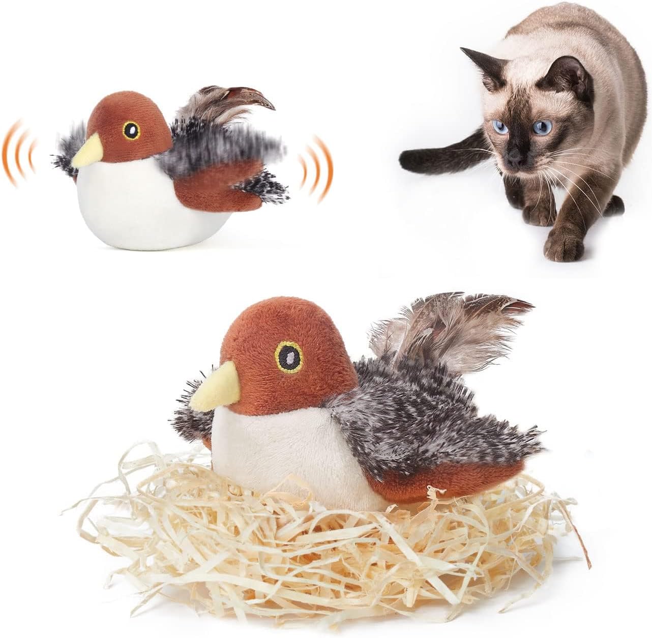Interactive Cat Toy: Rechargeable Flapping Sparrow