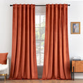 Velvet Curtains 108 in 2 Panels - Luxury Burnt Orange Thermal Drapes