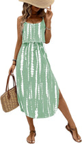 Women's Spaghetti Strap Tie Dye Cami Dress - Comfortable Summer Midi