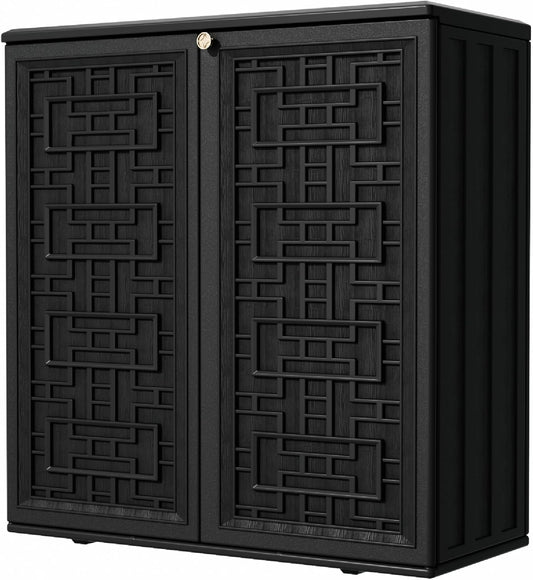 Outdoor Storage Cabinet Waterproof with Shelf for Garden Use