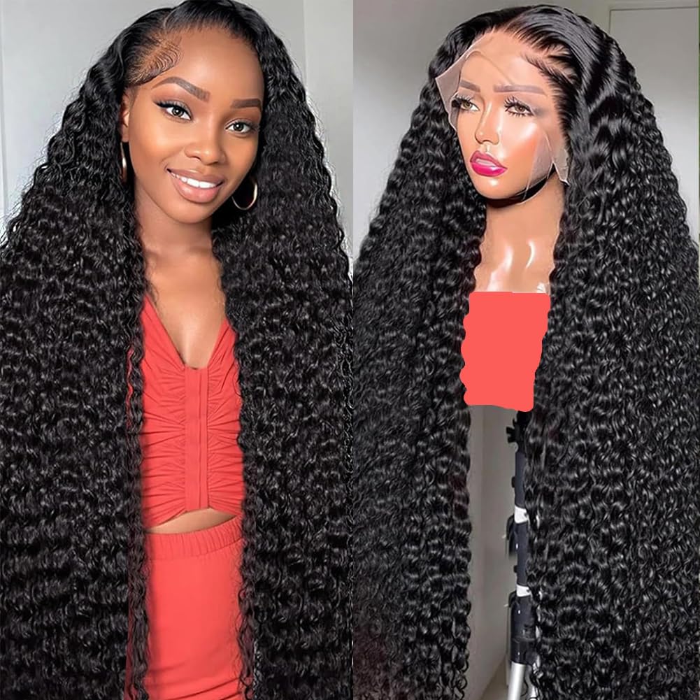 34 Inch Deep Wave Lace Front Wigs Human Hair for Women