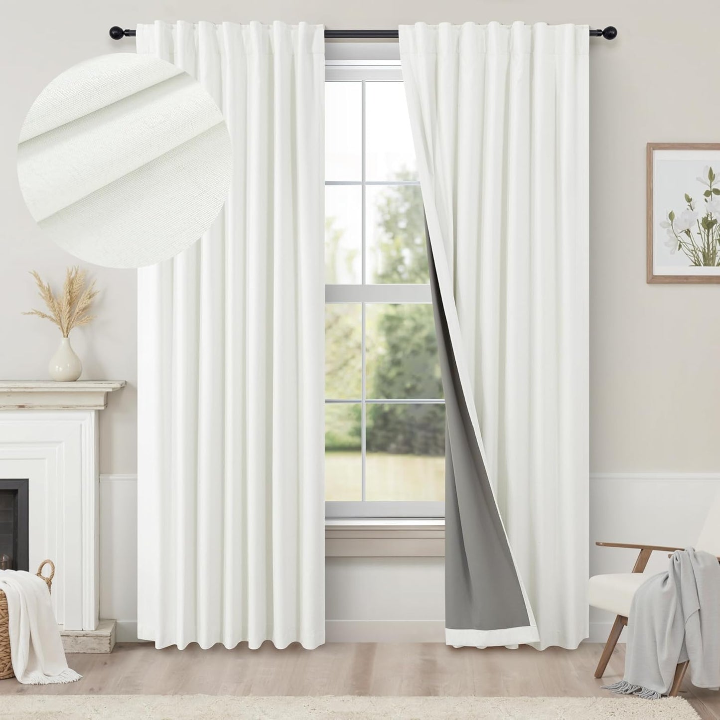 Pitalk Blackout Curtains 63 Inches Long for Bedroom and Living Room