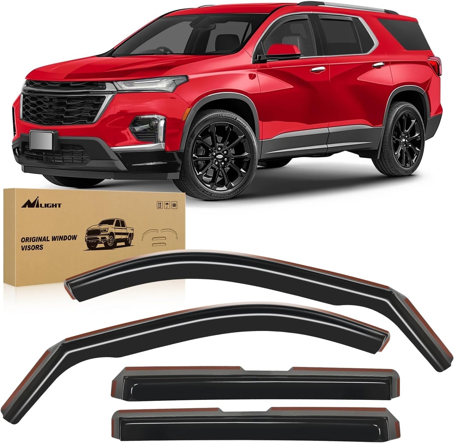 Nilight Durable In Channel Rain Guards for Chevy Traverse 2018-2023