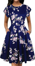 Oxiuly Women's Flare Sleeve Vintage Dresses for Casual Parties