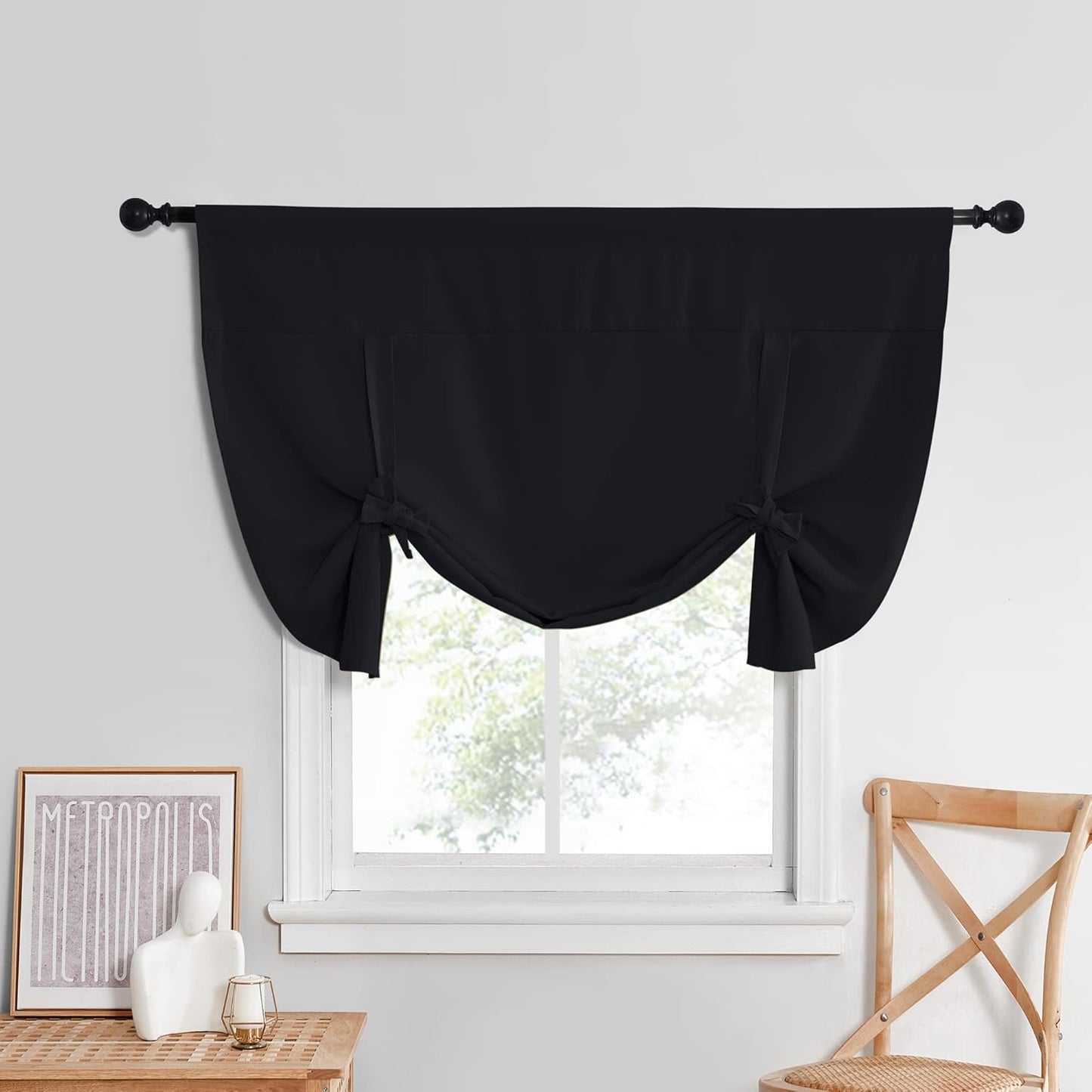 Blackout Halloween Curtains for Privacy - Adjustable Size, 52x45, Black
