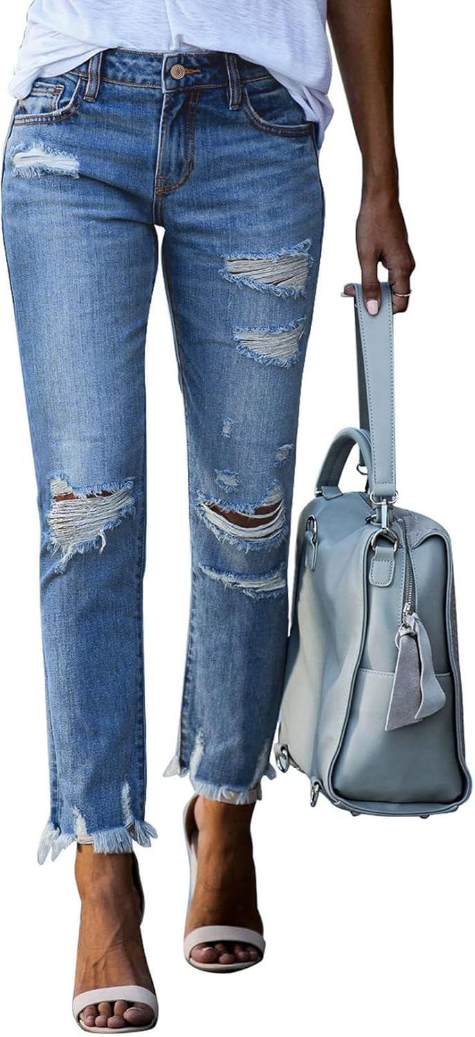Sidefeel Women's Ripped Jeans for a Chic and Casual Look