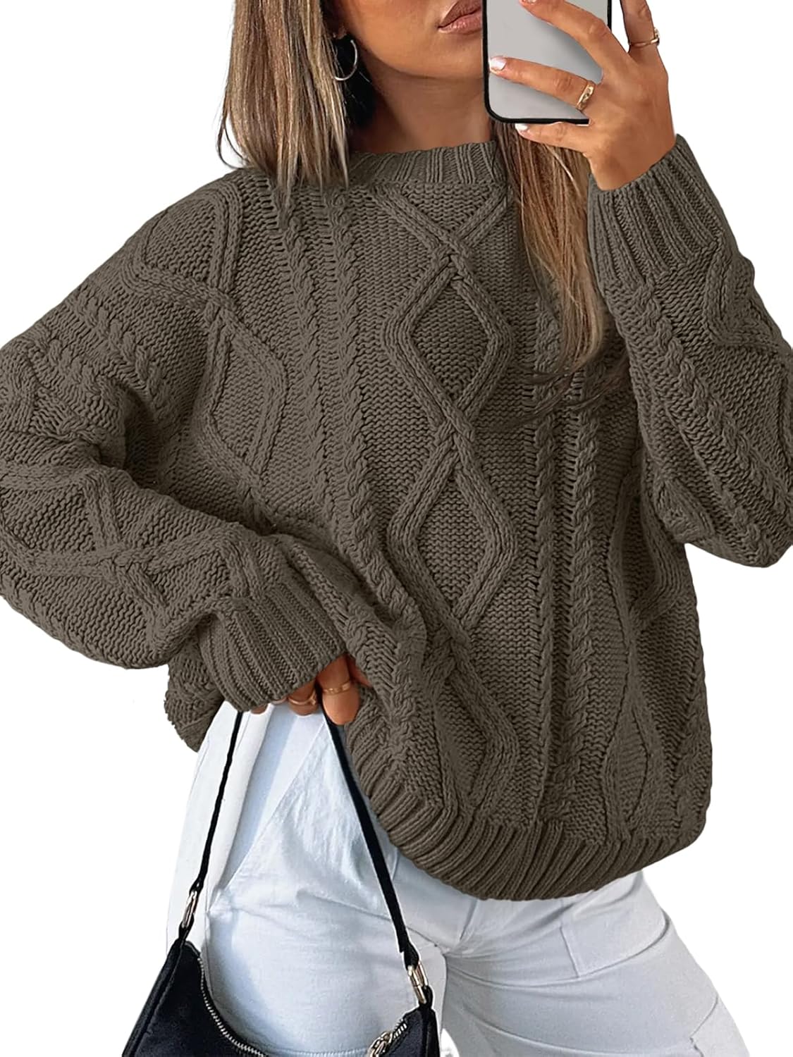 Trendy Queen Women's Oversized Cable Knit Crewneck Sweater Review
