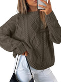 Trendy Queen Oversized Cable Knit Crewneck Sweater - Cozy Chic
