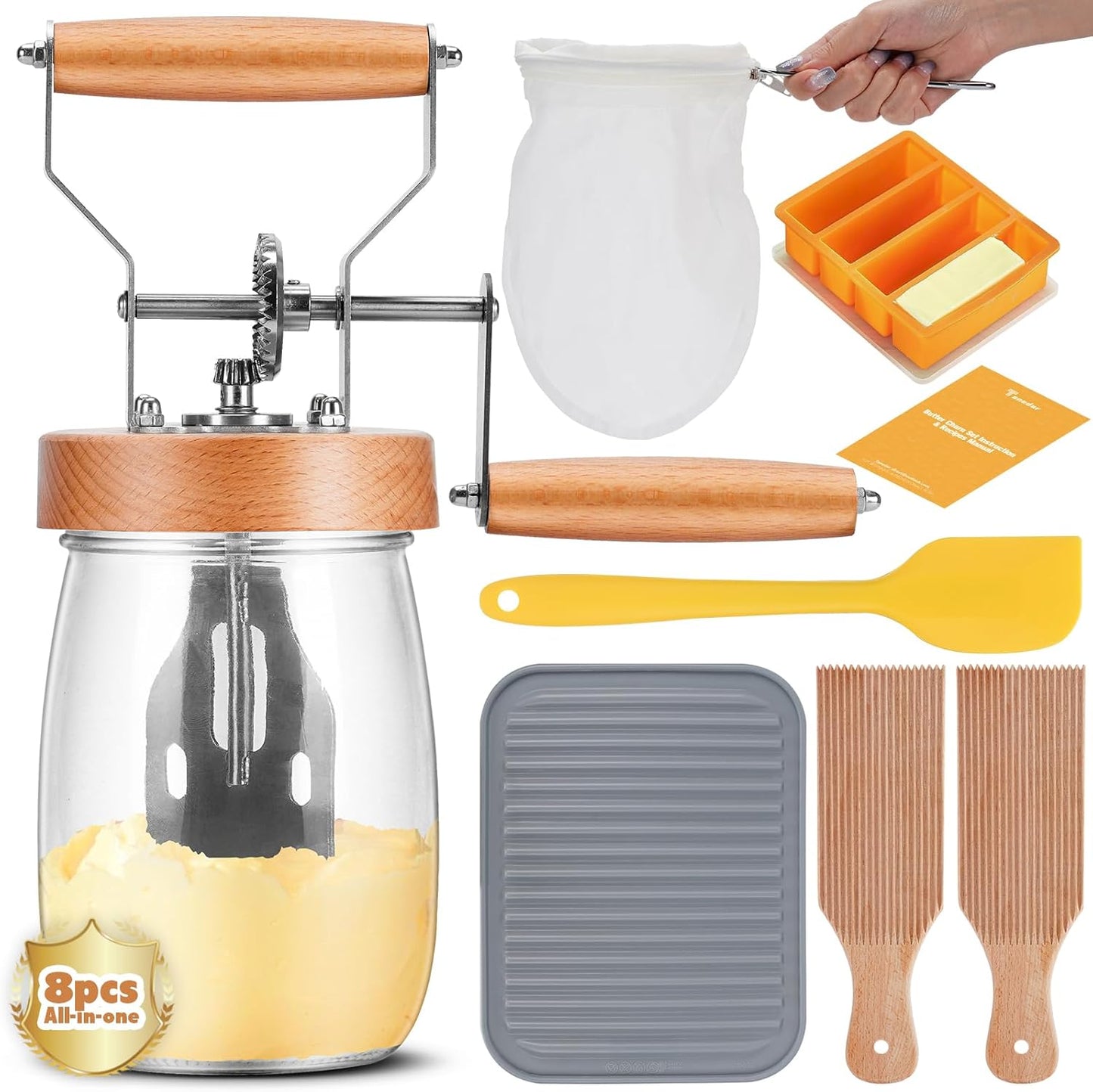 Pro Butter Churner Set for Homemade Butter & Whipped Cream