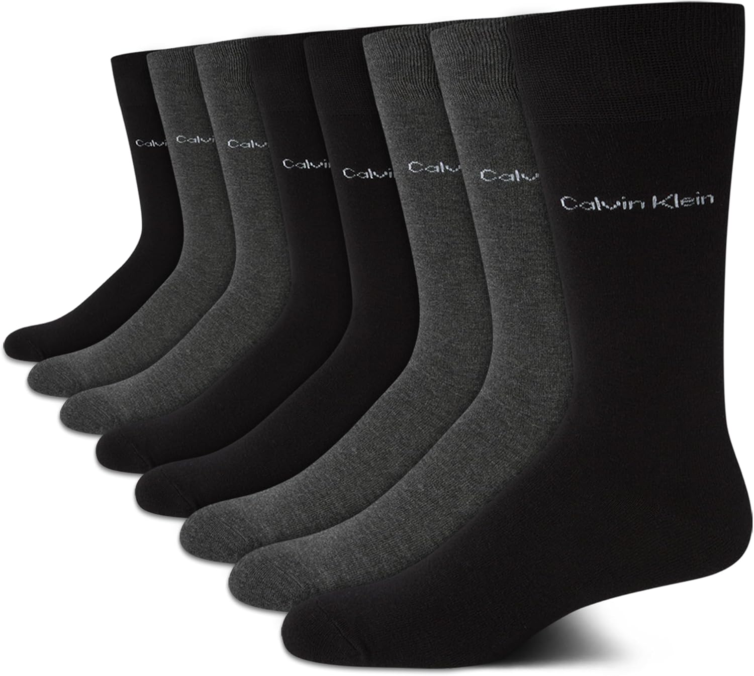 Calvin Klein Mens Dress Socks - Soft Cotton Blend Crew Socks