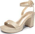 Platform Heels for Women Chunky Block Open Toe Ankle Strap - Stable