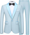 WULFUL Men's Slim Fit 2 Piece Suit Set - One Button Tuxedo
