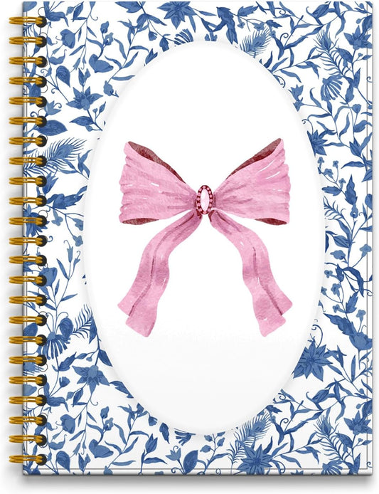 Pink Bows Spiral Journal - Chinoiserie Elegance