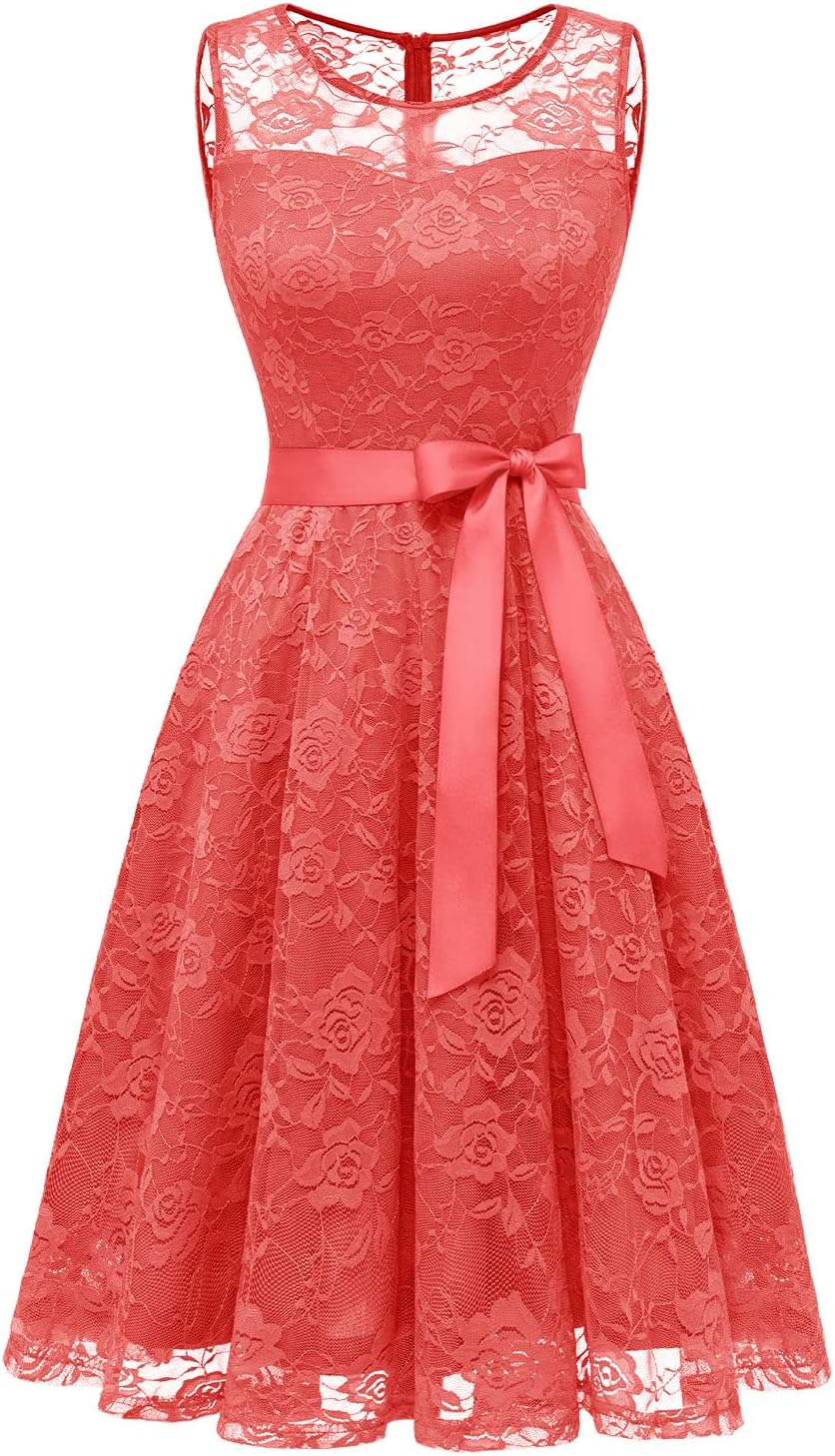 Floral Lace Dress for Women - Short Bridesmaid Dress Style
