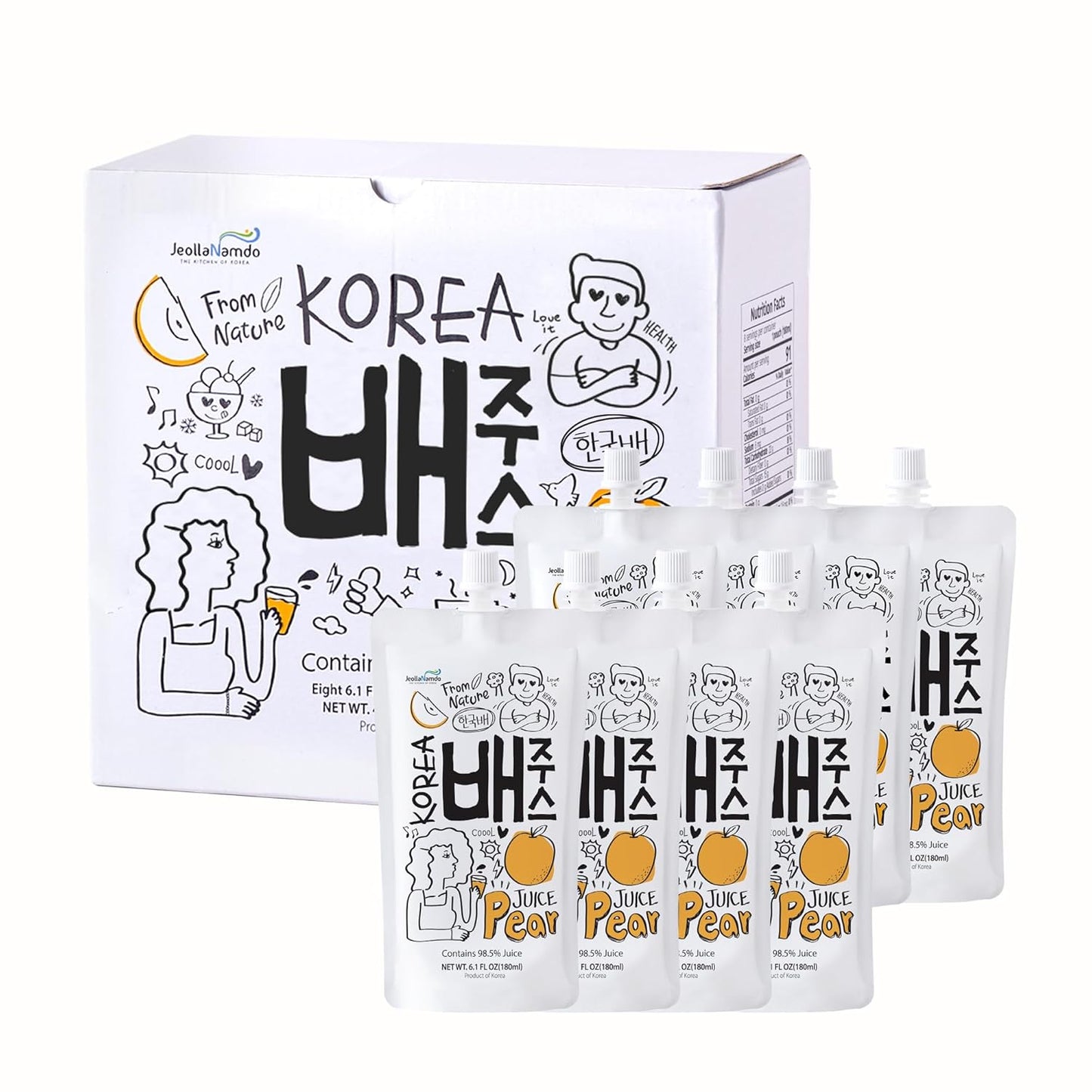 Korean Pear Juice Boxes for Refreshing Hangover Relief - 48.7 Fl Oz