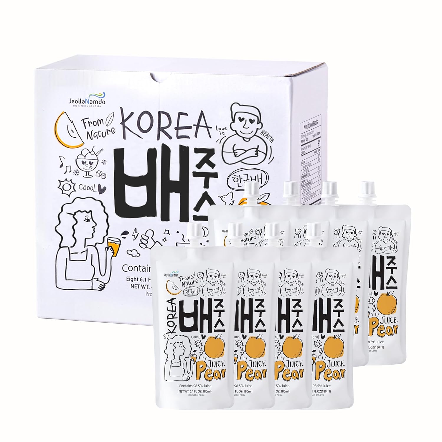 Korean Pear Juice Boxes for Refreshing Hangover Relief - 48.7 Fl Oz