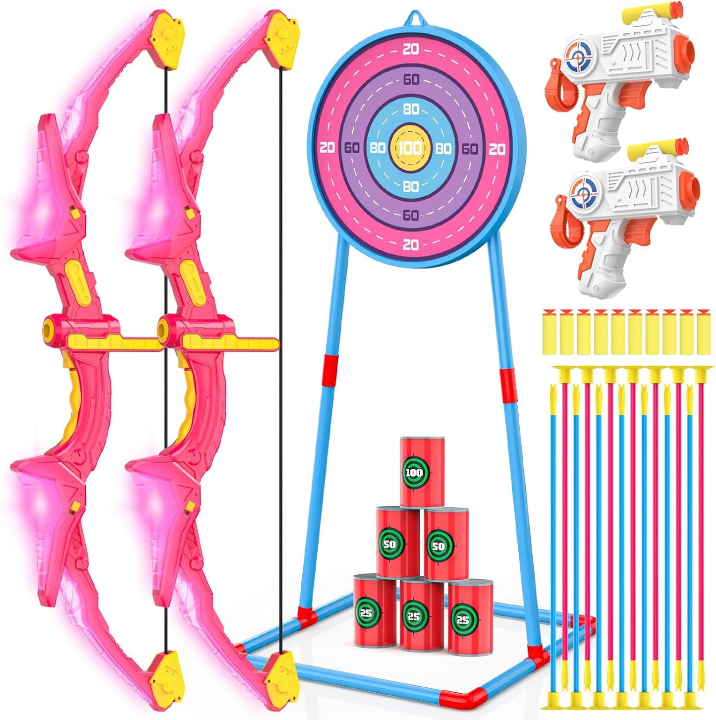Kids Bow and Arrow Set with Light Up Archery Toy for Ages 5-10