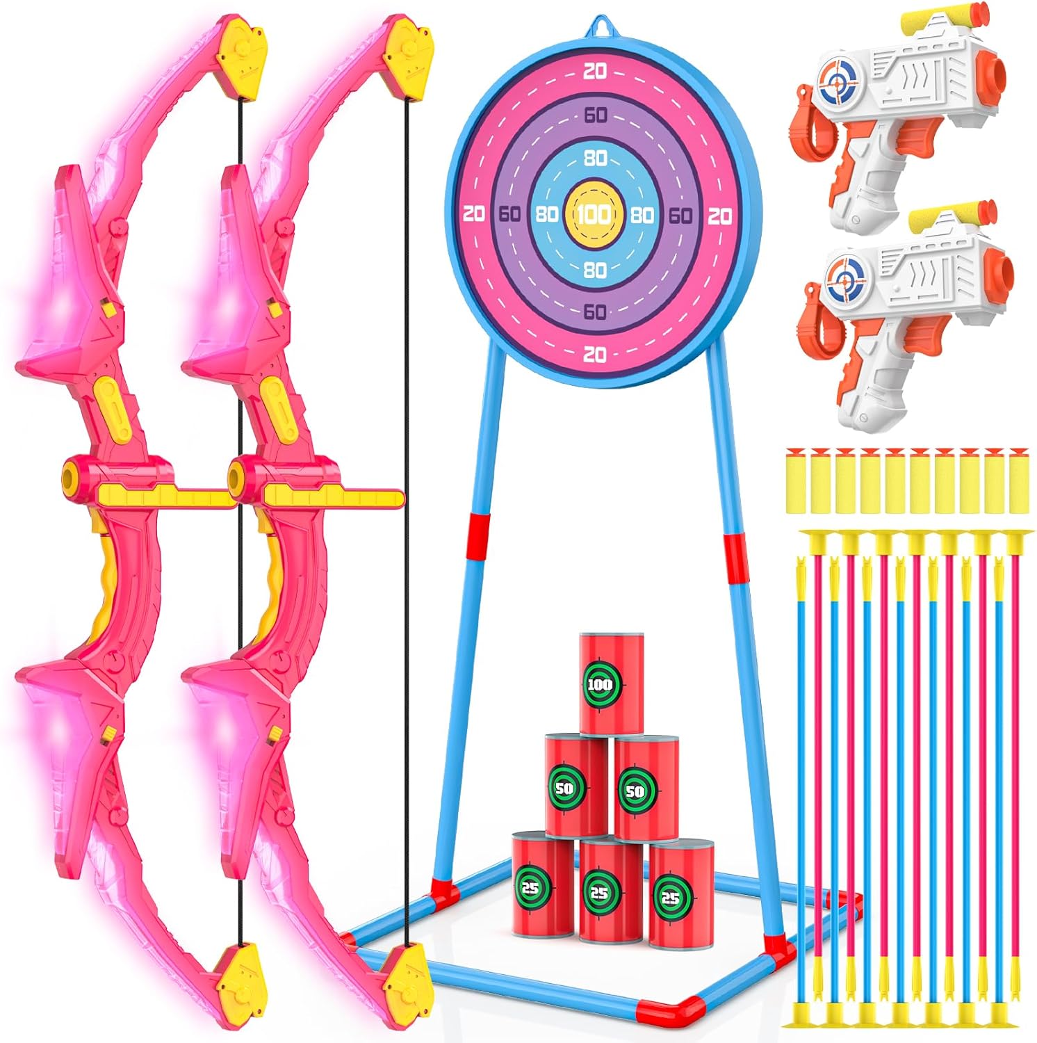 Kids Bow and Arrow Set with Light Up Archery Toy for Ages 5-10