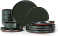 E-far Stoneware Dinnerware Set for 4 - Rustic Blackish Green