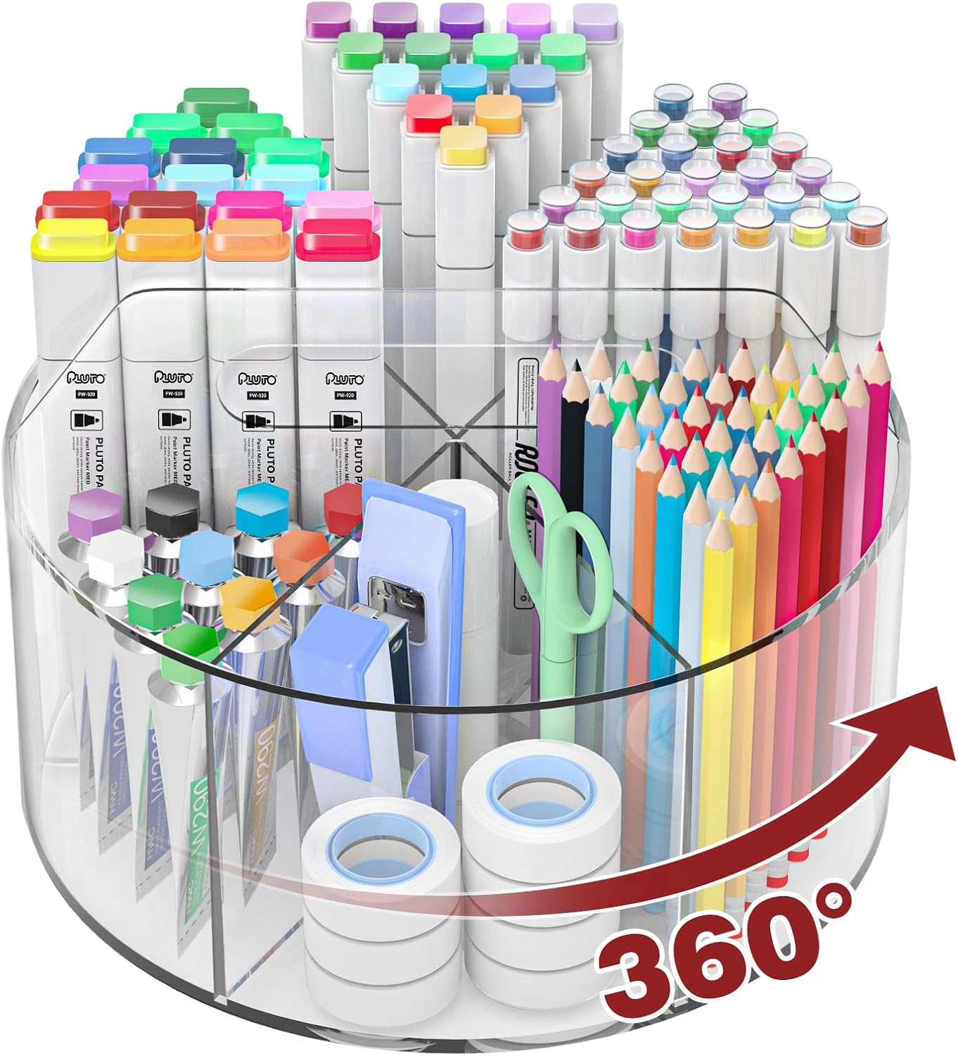 Absonic 360 Rotating Pen Organizer - Space-Saving!