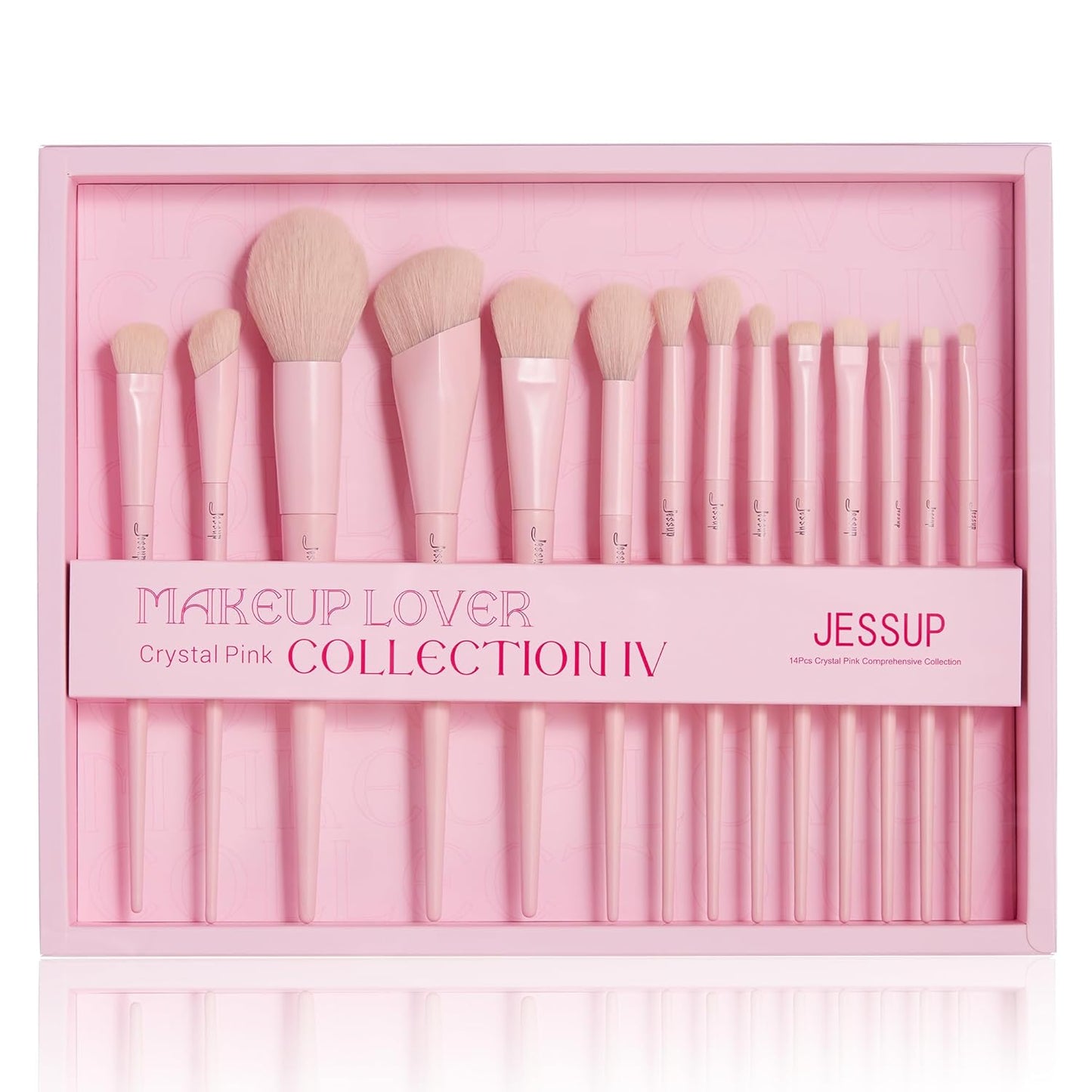 Jessup Pink Makeup Brushes Set 14Pcs for Flawless Application