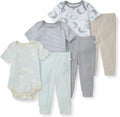 Burt's Bees Baby Unisex 6-Piece Bodysuit and Pant Set (Style P76H)