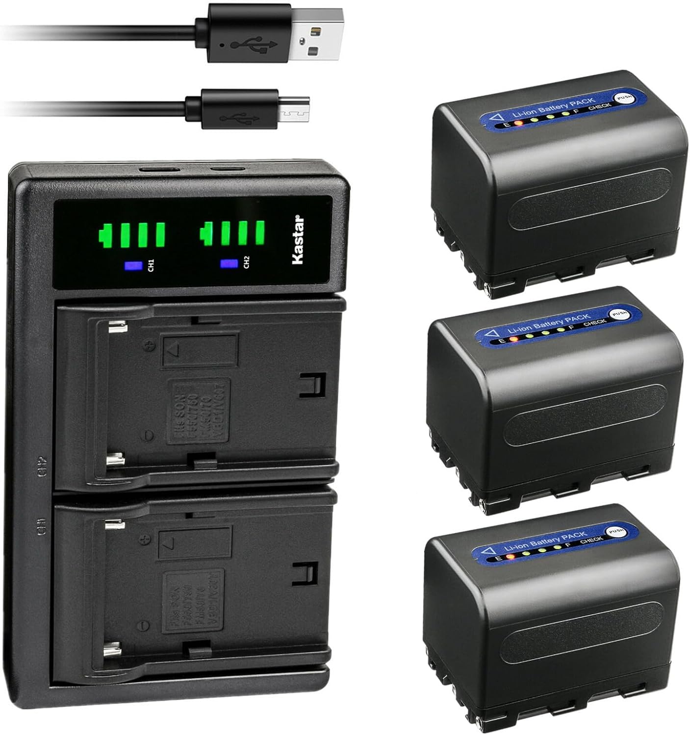 Kastar NP-QM71D Battery and LTD2 USB Charger for Sony Cameras