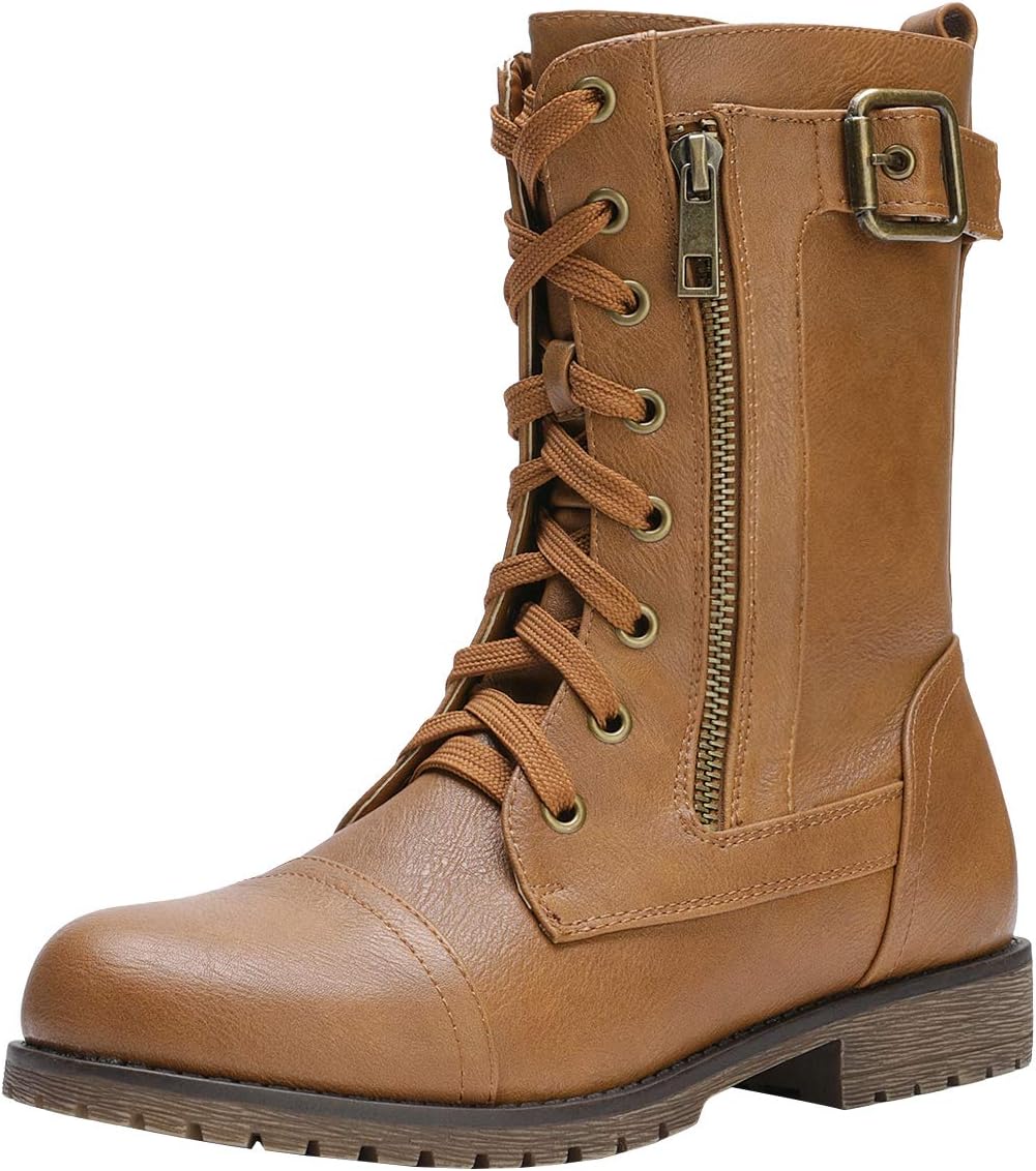 DREAM PAIRS womens Drivers: Stylish Mid-Calf Combat Boots