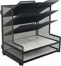 5-Tier Metal Mesh Desk Organizer, Paper Holder for Home Office