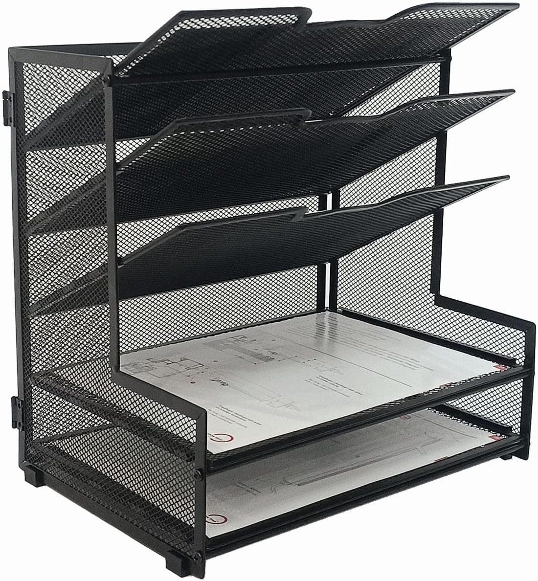 5-Tier Black Metal Desk Organizer: Maximize Office Space