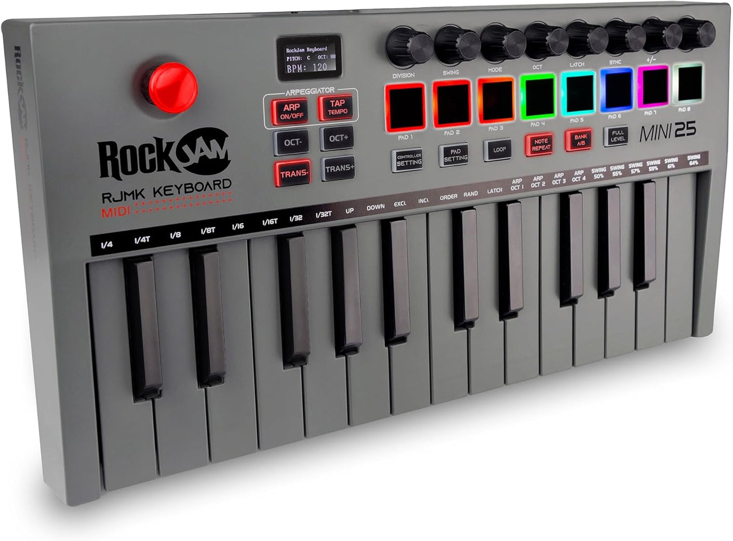 RockJam Go 25: USB & Bluetooth MIDI Keyboard - Pro Drum Pads!