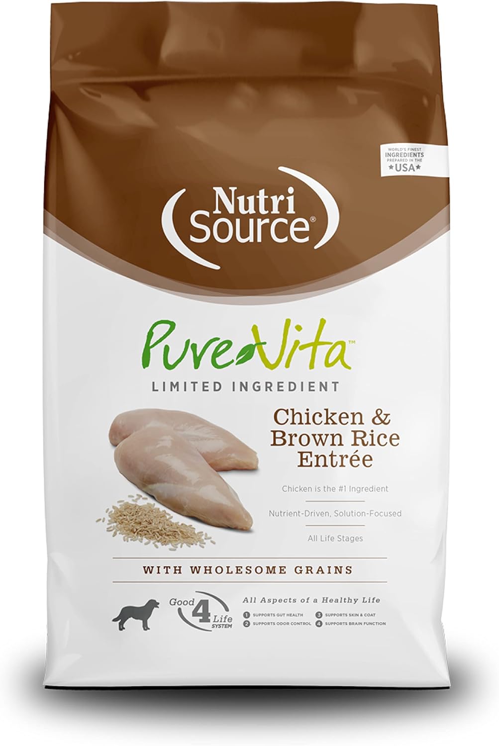 NutriSource Pure Vita Dog Food with Chicken and Brown Rice 25LB