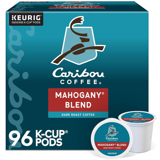 Caribou Coffee Mahogany Pods, Dark Roast, 96ct x 4: Rich Flavor