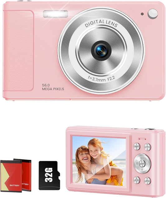 WONNIE Digital Camera for Kids - 56MP Point & Shoot Fun